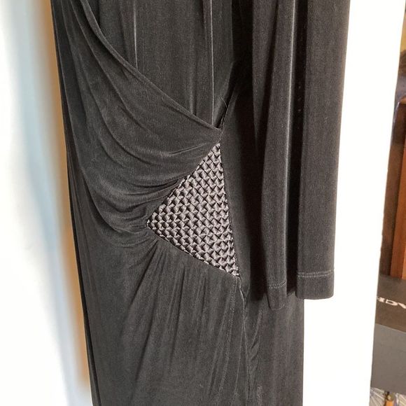 Chico’s Dress Travelers Faux Wrap Black Long Sleeves Slinky Dress - Picture 3 of 12